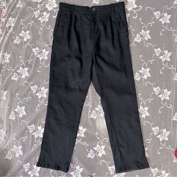 Vince Navy Linen Blend Ankle Pant Sz 30 - Picture 2 of 16